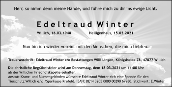 Traueranzeige von Edeltraud Winter von trauer.extra-tipp-moenchengladbach.de