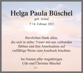 Traueranzeige von Helga Paula Büschel von trauer.extra-tipp-moenchengladbach.de