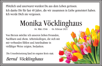 Traueranzeige von Monika Vöcklinghaus von trauer.extra-tipp-moenchengladbach.de