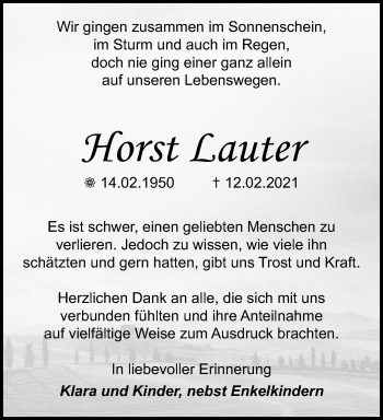 Traueranzeige von Morst Lauter von trauer.extra-tipp-moenchengladbach.de