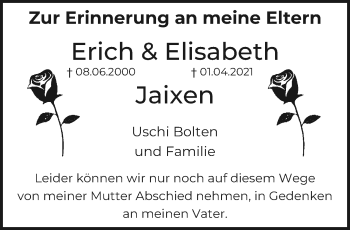 Traueranzeige von Erich und Elisabeth Jaixen von trauer.extra-tipp-moenchengladbach.de