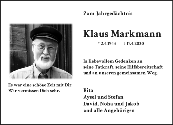 Traueranzeige von Klaus Markmann von trauer.extra-tipp-moenchengladbach.de