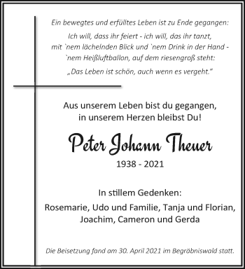 Traueranzeige von Peter Johann Theuer von trauer.extra-tipp-moenchengladbach.de