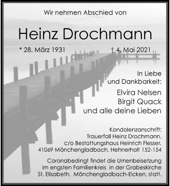 Traueranzeige von Heinz Drochmann von trauer.extra-tipp-moenchengladbach.de