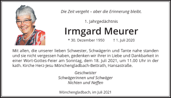 Traueranzeige von Irmgard Meurer von trauer.extra-tipp-moenchengladbach.de