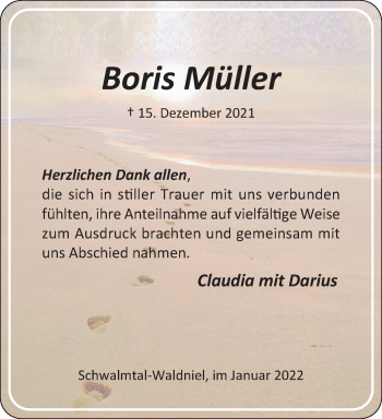 Traueranzeige von Boris Müller von trauer.extra-tipp-moenchengladbach.de