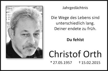Traueranzeige von Christof Orth von trauer.extra-tipp-moenchengladbach.de