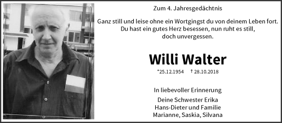 Traueranzeige von Willi Walter von trauer.wuppertaler-rundschau.de