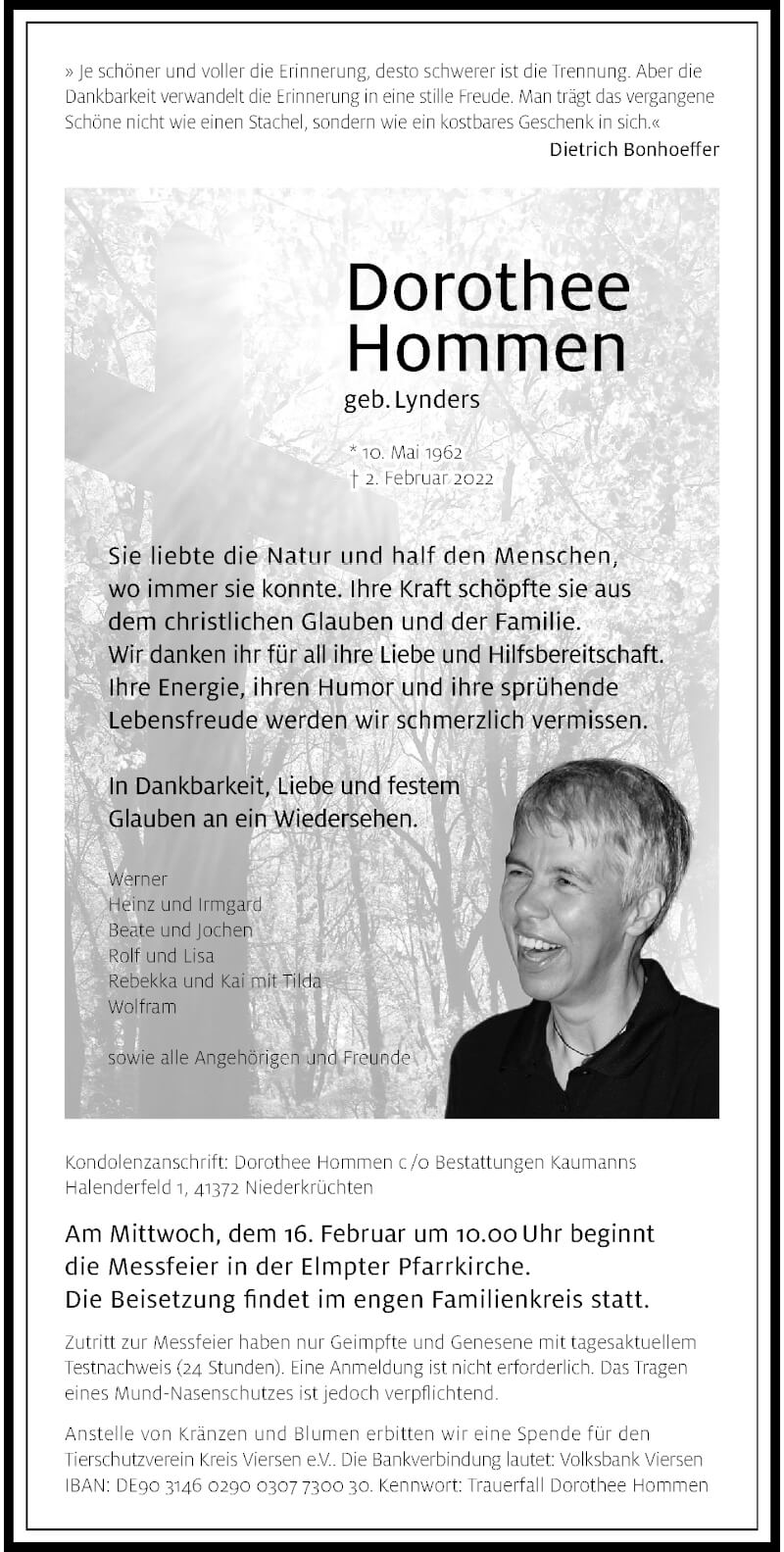  Traueranzeige für Dietrich Hommen vom 06.02.2022 aus trauer.extra-tipp-moenchengladbach.de