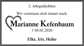 Traueranzeige von Marianne Kefenbaum von trauer.mein.krefeld.de