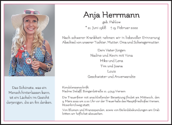 Traueranzeige von Anja Herrmann von trauer.extra-tipp-moenchengladbach.de