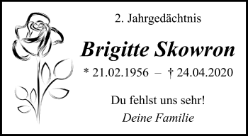 Traueranzeige von Brigitte Skowron von trauer.mein.krefeld.de