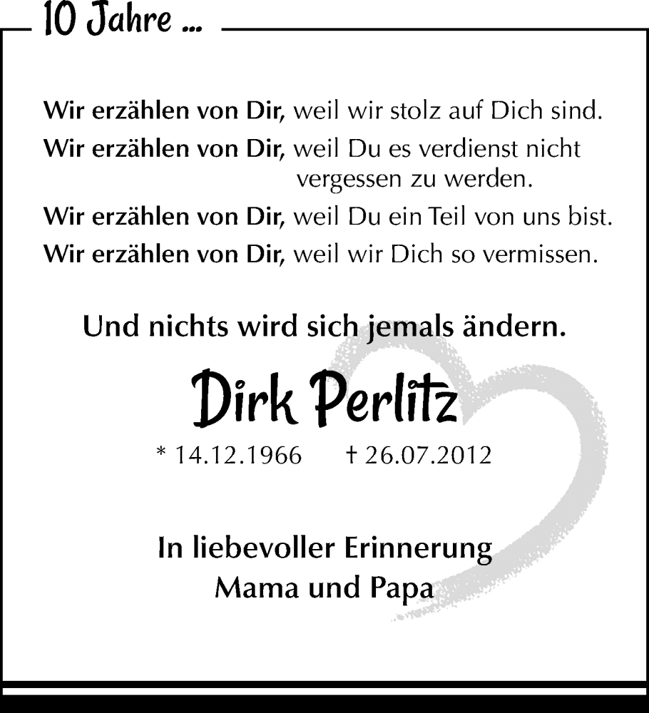  Traueranzeige für Dirk Perlitz vom 17.07.2022 aus trauer.extra-tipp-moenchengladbach.de