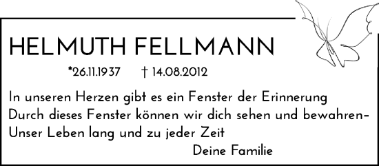 Traueranzeige von Helmuth Fellmann von trauer.mein.krefeld.de