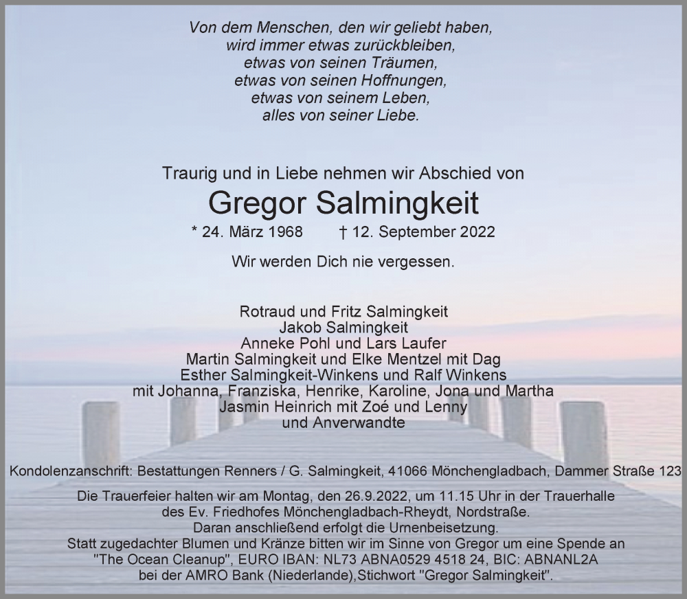  Traueranzeige für Gregor Salmingkeit vom 18.09.2022 aus trauer.extra-tipp-moenchengladbach.de