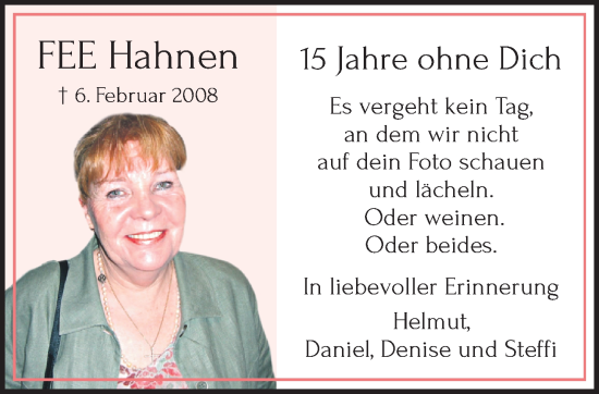 Traueranzeige von Fee Hahnen von trauer.extra-tipp-moenchengladbach.de