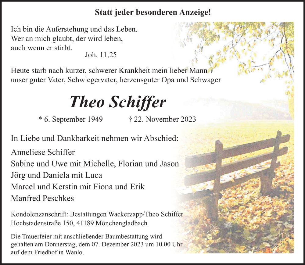  Traueranzeige für Theo Schiffer vom 03.12.2023 aus trauer.extra-tipp-moenchengladbach.de
