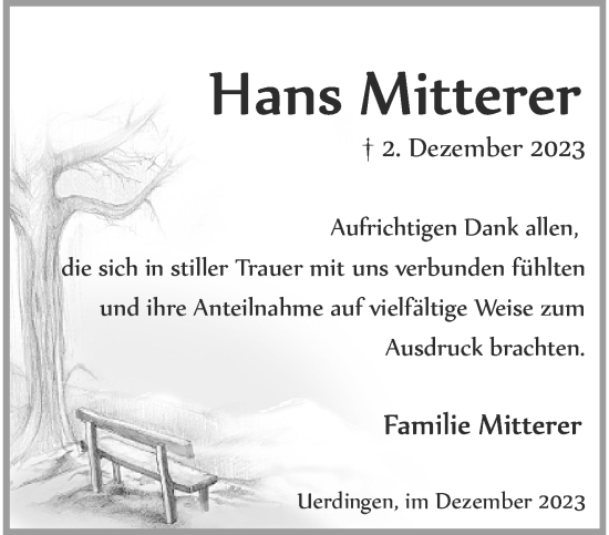 Traueranzeige von Hans Mitterer von trauer.extra-tipp-moenchengladbach.de