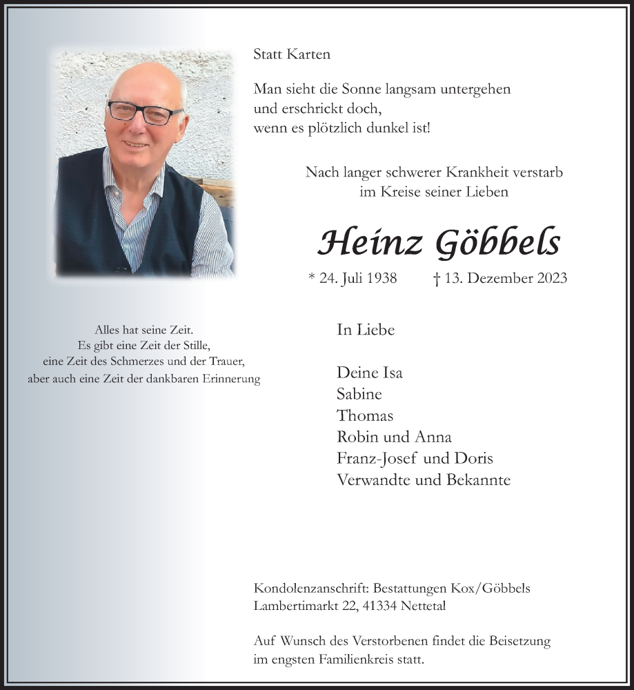  Traueranzeige für Heinz Göbbels vom 17.12.2023 aus trauer.extra-tipp-moenchengladbach.de