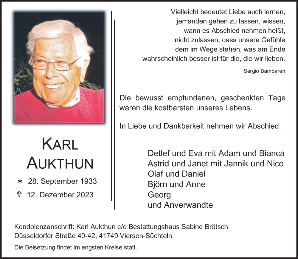  Traueranzeige für Karl Aukthun vom 17.12.2023 aus trauer.extra-tipp-moenchengladbach.de