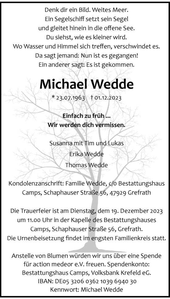 Traueranzeige von Michael Wedde von trauer.extra-tipp-moenchengladbach.de