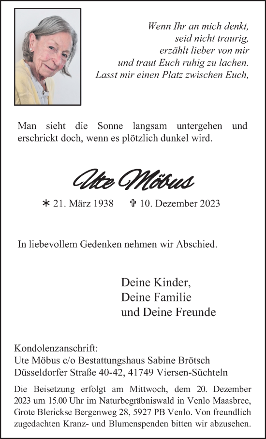 Traueranzeige von Ute Möbus von trauer.extra-tipp-moenchengladbach.de