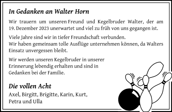 Traueranzeige von Walter Horn von trauer.extra-tipp-moenchengladbach.de