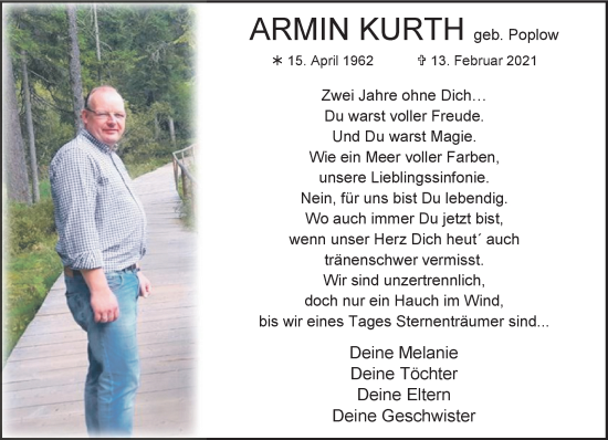 Traueranzeige von Armin Kurth von trauer.extra-tipp-moenchengladbach.de