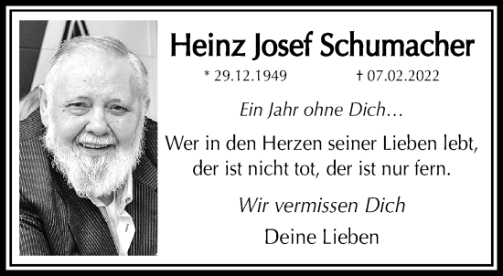 Traueranzeige von Heinz Josef Schumacher von trauer.extra-tipp-moenchengladbach.de