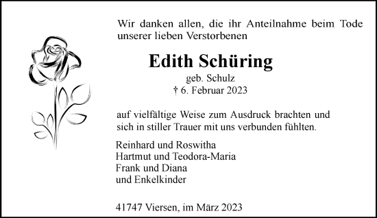 Traueranzeige von Edith Schüring von trauer.extra-tipp-moenchengladbach.de