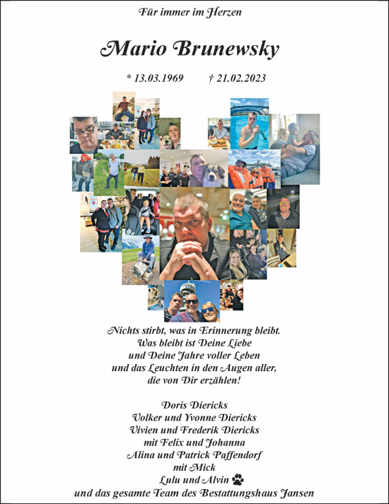 Traueranzeige von Mario Brunewsky von trauer.extra-tipp-moenchengladbach.de