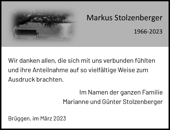 Traueranzeige von Markus Stolzenberger von trauer.extra-tipp-moenchengladbach.de