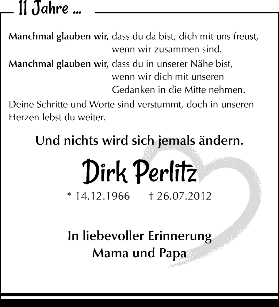  Traueranzeige für Dirk Perlitz vom 23.07.2023 aus trauer.extra-tipp-moenchengladbach.de