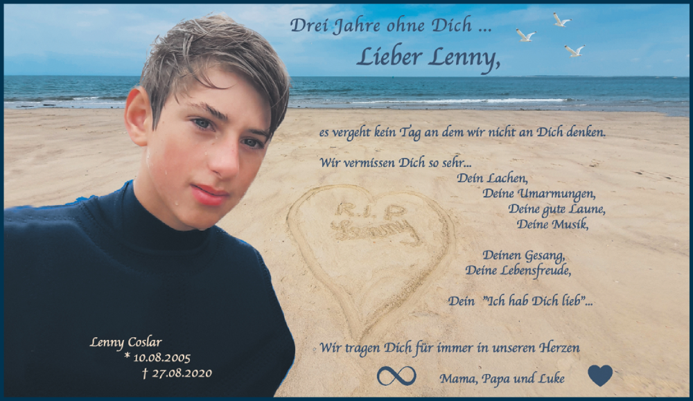  Traueranzeige für Lenny Coslar vom 27.08.2023 aus trauer.extra-tipp-moenchengladbach.de