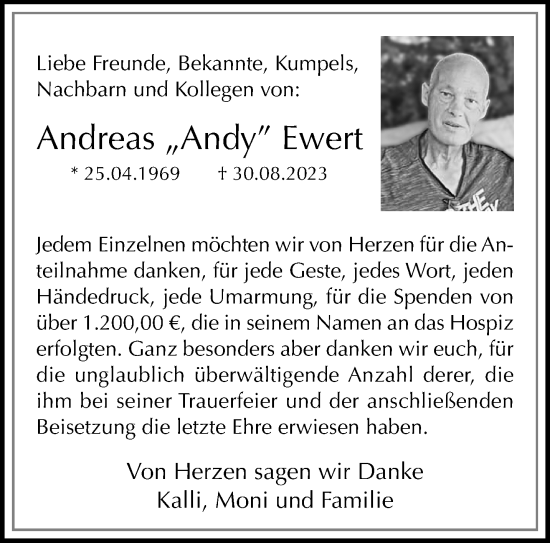 Traueranzeige von Andreas Ewert von trauer.extra-tipp-moenchengladbach.de