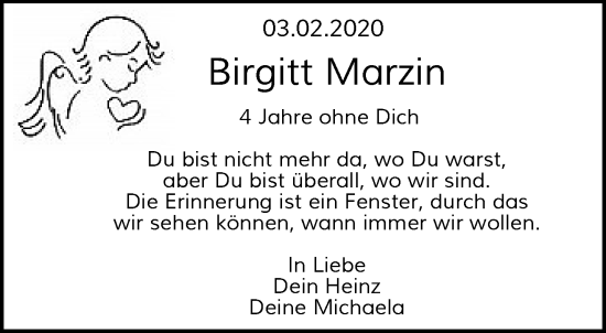 Traueranzeige von Birgitt Marzin von trauer.wuppertaler-rundschau.de
