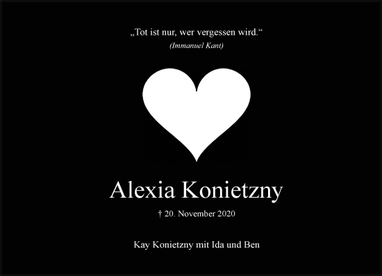 Traueranzeige von Alexia Konietzny von trauer.extra-tipp-moenchengladbach.de