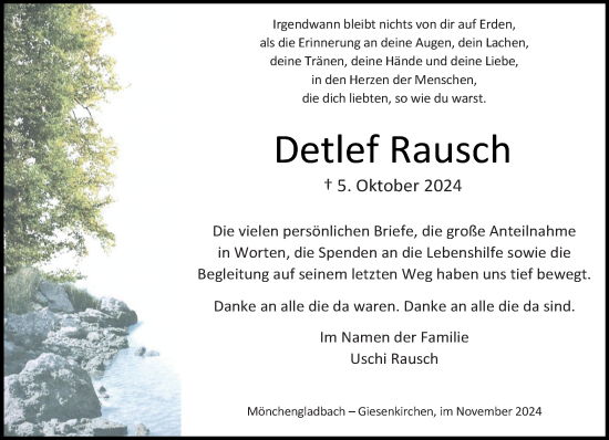 Traueranzeige von Detlef Rausch von trauer.extra-tipp-moenchengladbach.de