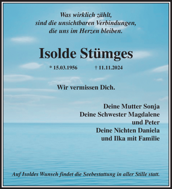 Traueranzeige von Isolde Stümges von trauer.extra-tipp-moenchengladbach.de