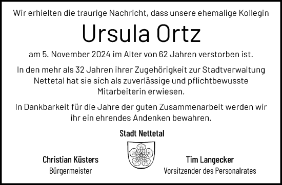 Traueranzeige von Ursula Ortz von trauer.extra-tipp-moenchengladbach.de