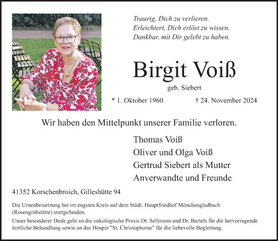 Traueranzeige von Birgit Voiß von trauer.extra-tipp-moenchengladbach.de