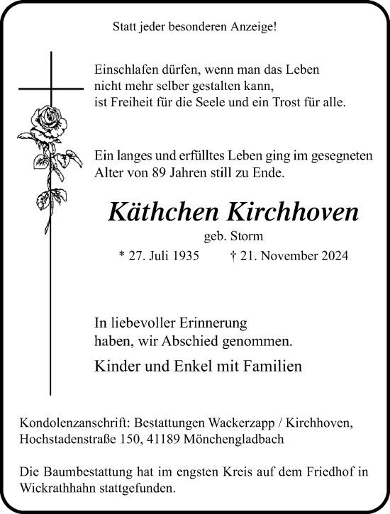 Traueranzeige von Käthchen Kirchhoven von trauer.extra-tipp-moenchengladbach.de