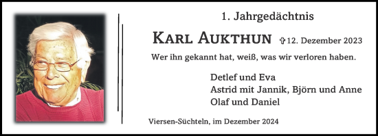 Traueranzeige von Karl Aukthun von trauer.extra-tipp-moenchengladbach.de