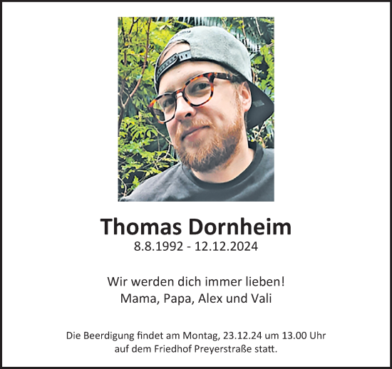 Traueranzeige von Thomas Dornheim von trauer.extra-tipp-moenchengladbach.de