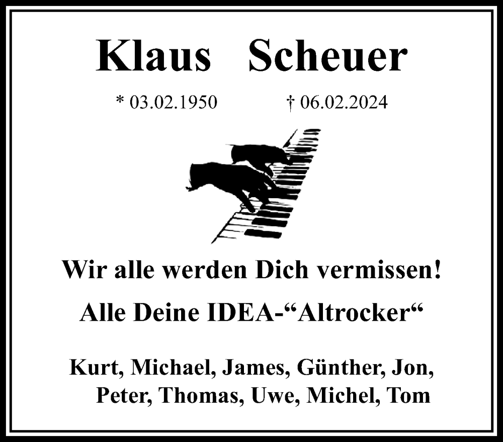  Traueranzeige für Klaus Scheuer vom 18.02.2024 aus trauer.extra-tipp-moenchengladbach.de