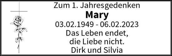 Traueranzeige von Mary Kegel von trauer.wuppertaler-rundschau.de
