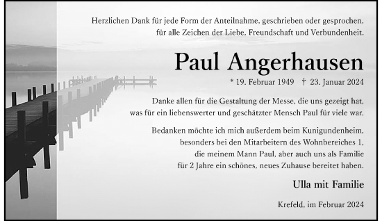 Traueranzeige von Paul Angerhausen von trauer.extra-tipp-moenchengladbach.de