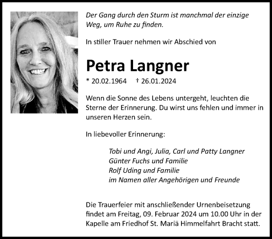 Traueranzeige von Petra Langner von trauer.extra-tipp-moenchengladbach.de