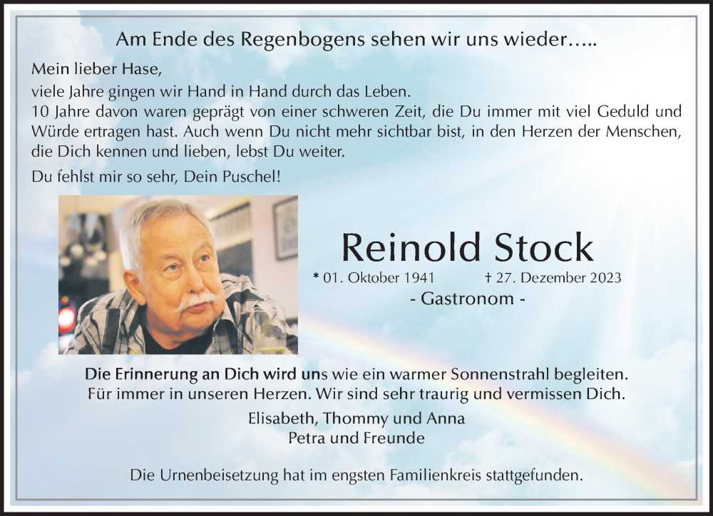  Traueranzeige für Reinold Stock vom 11.02.2024 aus trauer.extra-tipp-moenchengladbach.de