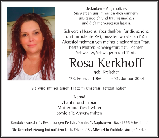 Traueranzeige von Rosa Kerkhoff von trauer.extra-tipp-moenchengladbach.de